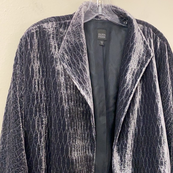Eileen Fisher Silk Velvet Quilted Open Blazer/Jacket Topper Size Medium - Picture 3 of 10